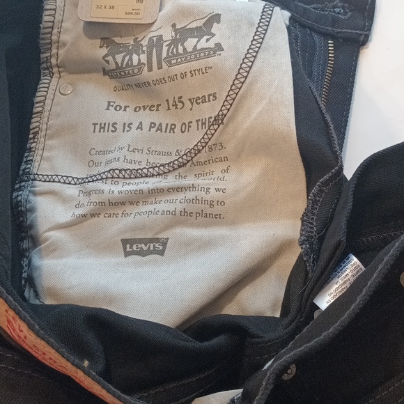 Levi's Tall Mens 505 Regular fit jeans Sz 32 x 38 Levi's black Denim straight - Picture 8 of 13